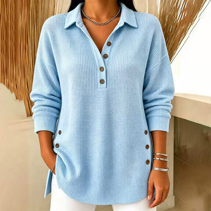 🌸Hot Sale 50% OFF💖Women's Waffle Knit Long Sleeve Top