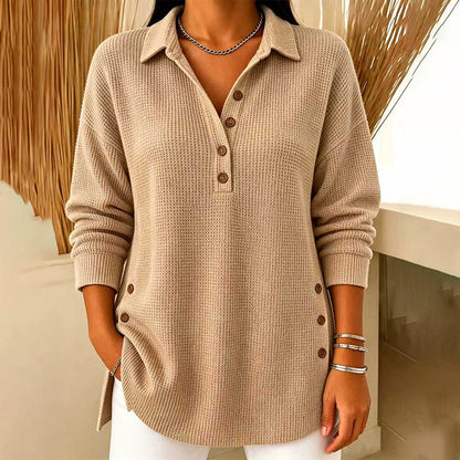 🌸Hot Sale 50% OFF💖Women's Waffle Knit Long Sleeve Top
