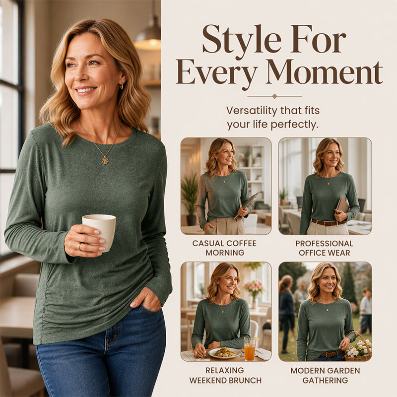 💞50K+ SOLD! 🎄Women's Casual Crewneck Ruched HemTop