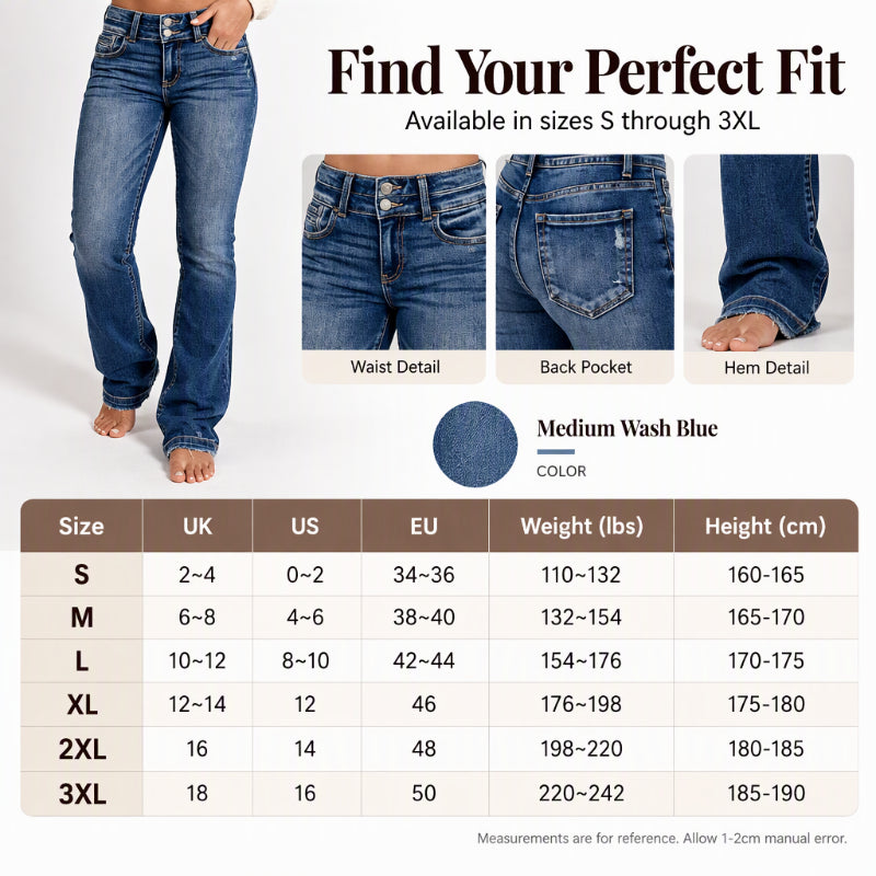 Women's Double-Button High-Waisted Bootcut Jeans