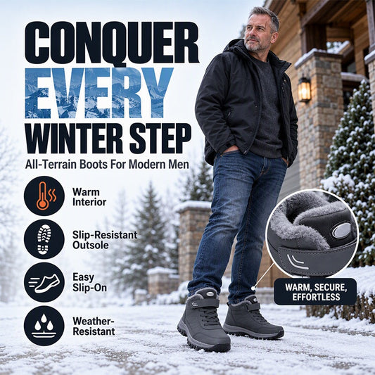 🔥Men's Winter Plush-Lined Snow Boots❄️Warm, Cosy & Ready for Winter!