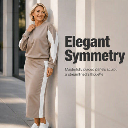 👗 Women's Knit Two-Piece Sweatshirt & Midi Skirt Set | Casual Comfort, Unexpected Elegance✨