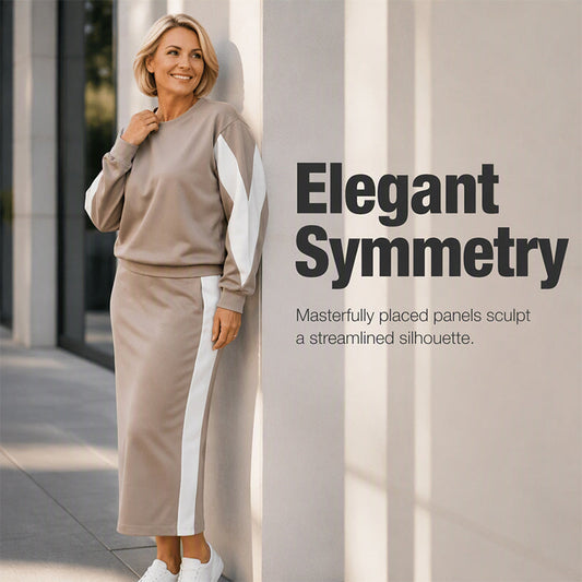 👗 Women's Knit Two-Piece Sweatshirt & Midi Skirt Set | Casual Comfort, Unexpected Elegance✨