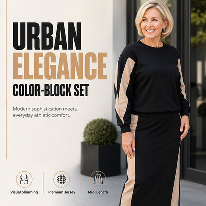 👗 Women's Knit Two-Piece Sweatshirt & Midi Skirt Set | Casual Comfort, Unexpected Elegance✨