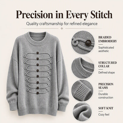 Women's Elegant Crew Neck Braided Sweater