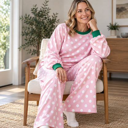 Women's Polka Dot Sweatshirt & Wide-Leg Pants Set