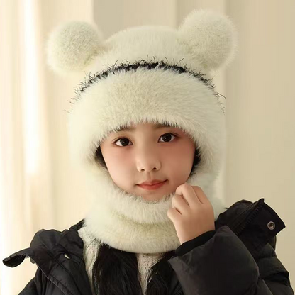 ⏳🎁70% OFF!!!-Ready for Winter!!!❄️🐻3-in-1 Cute Bear Ear Fleece Plush Winter Hat