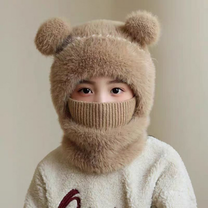 ⏳🎁70% OFF!!!-Ready for Winter!!!❄️🐻3-in-1 Cute Bear Ear Fleece Plush Winter Hat