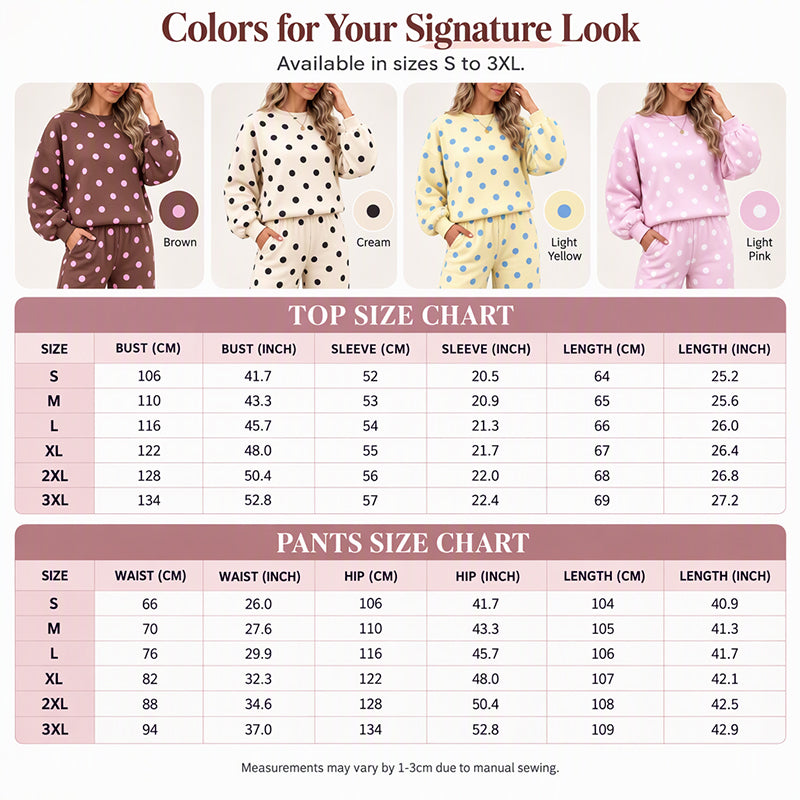 Women's Polka Dot Top & Wide-Leg Pants Set