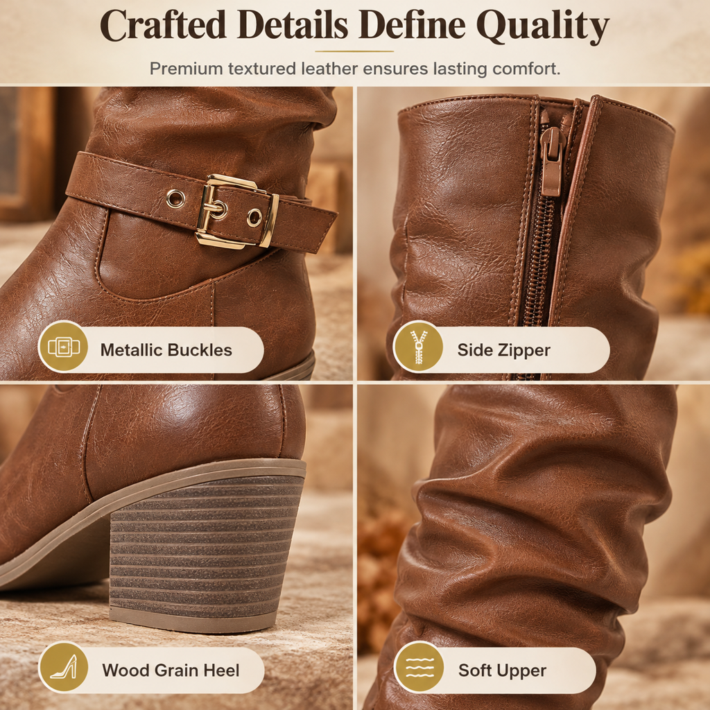 ⏳Limited time offer🔥Women's Knee-High Retro Chunky-Heeled Cowboy Boots