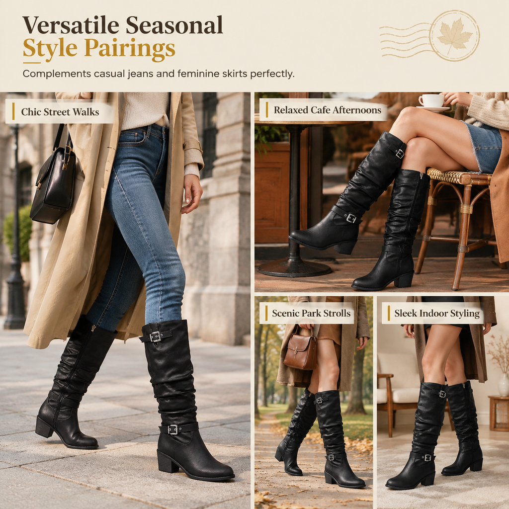 ⏳Limited time offer🔥Women's Knee-High Retro Chunky-Heeled Cowboy Boots