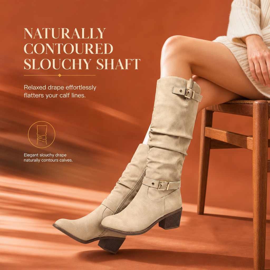 ⏳Limited time offer🔥Women's Knee-High Retro Chunky-Heeled Cowboy Boots