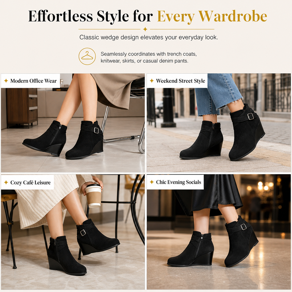 🖤Black Friday Sale:50% OFF🖤 Women's Casual Wedge Ankle Boots