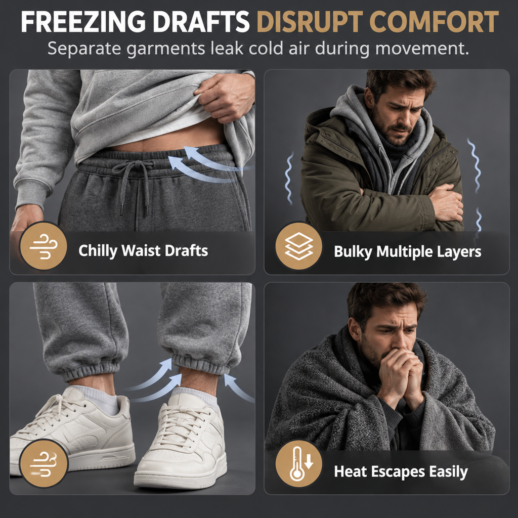 Men's Winter Tracksuit Set with Full-Zip Hoodie and Jogger Pants