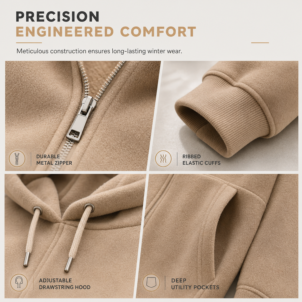 Men's Winter Tracksuit Set with Full-Zip Hoodie and Jogger Pants