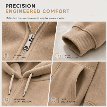 Men's Winter Tracksuit Set with Full-Zip Hoodie and Jogger Pants