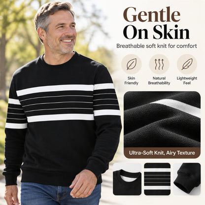 💎🧶 Men's Casual Crewneck Striped Sweatshirt ✨ Simple Stripes. Effortless Style