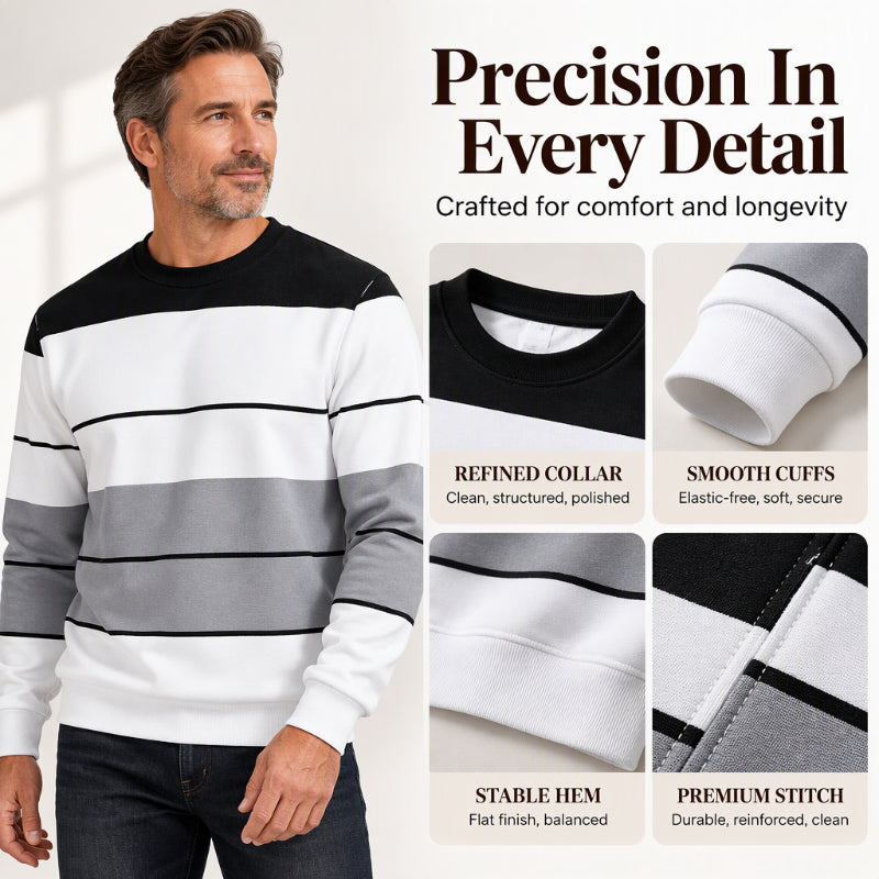 💎🧶 Men's Casual Crewneck Striped Sweatshirt ✨ Simple Stripes. Effortless Style