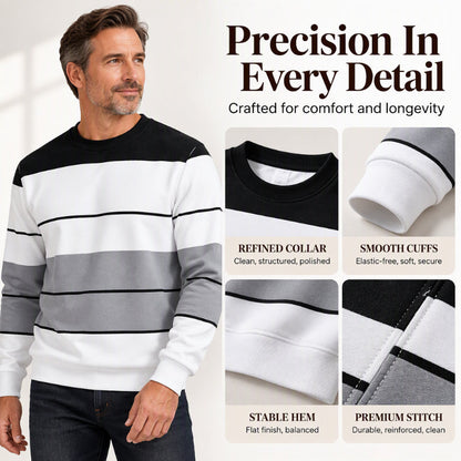💎🧶 Men's Casual Crewneck Striped Sweatshirt ✨ Simple Stripes. Effortless Style