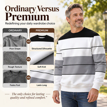 💎🧶 Men's Casual Crewneck Striped Sweatshirt ✨ Simple Stripes. Effortless Style