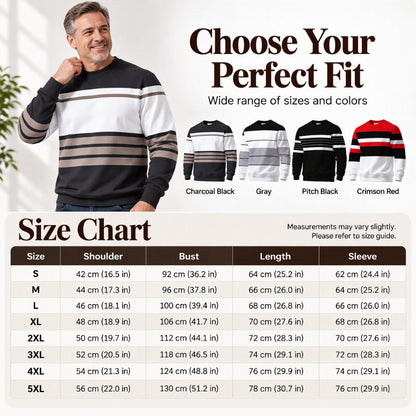 💎🧶 Men's Casual Crewneck Striped Sweatshirt ✨ Simple Stripes. Effortless Style