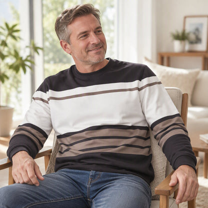 💎🧶 Men's Casual Crewneck Striped Sweatshirt ✨ Simple Stripes. Effortless Style