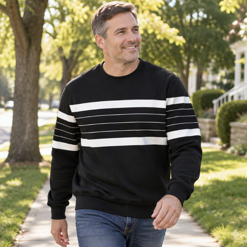 💎🧶 Men's Casual Crewneck Striped Sweatshirt ✨ Simple Stripes. Effortless Style