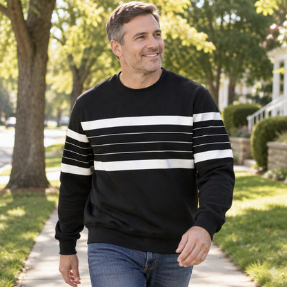 💎🧶 Men's Casual Crewneck Striped Sweatshirt ✨ Simple Stripes. Effortless Style