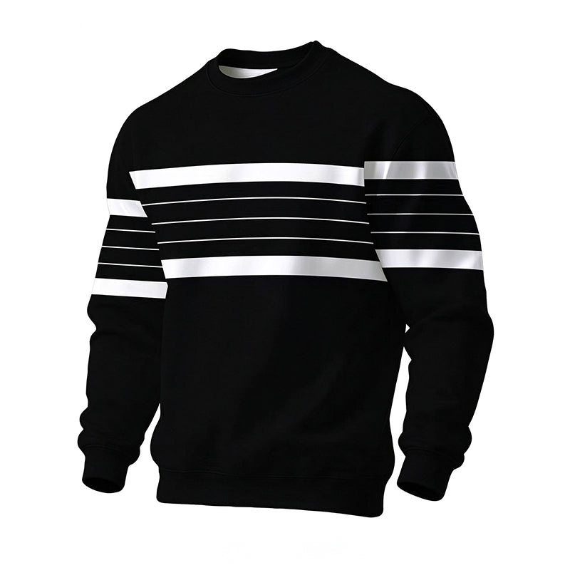 💎🧶 Men's Casual Crewneck Striped Sweatshirt ✨ Simple Stripes. Effortless Style