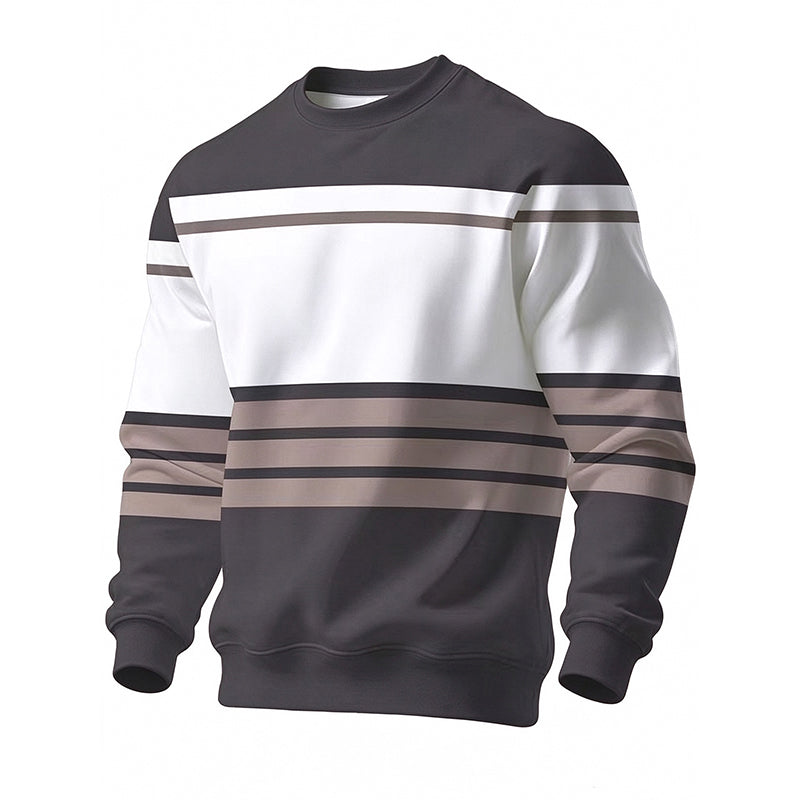 💎🧶 Men's Casual Crewneck Striped Sweatshirt ✨ Simple Stripes. Effortless Style