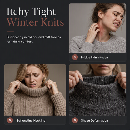 🍂 Warm Knit Feel, Effortless Layered Look | Women's Loose Fit Knit Turtleneck Sweater