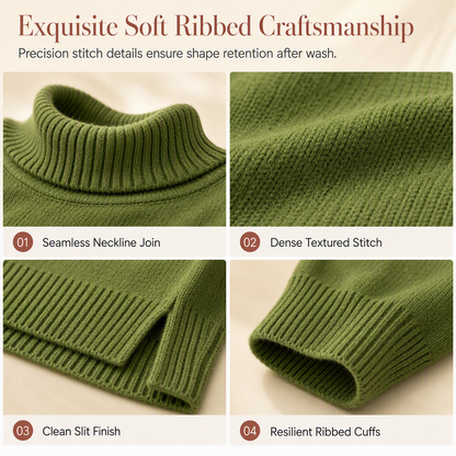 🍂 Warm Knit Feel, Effortless Layered Look | Women's Loose Fit Knit Turtleneck Sweater