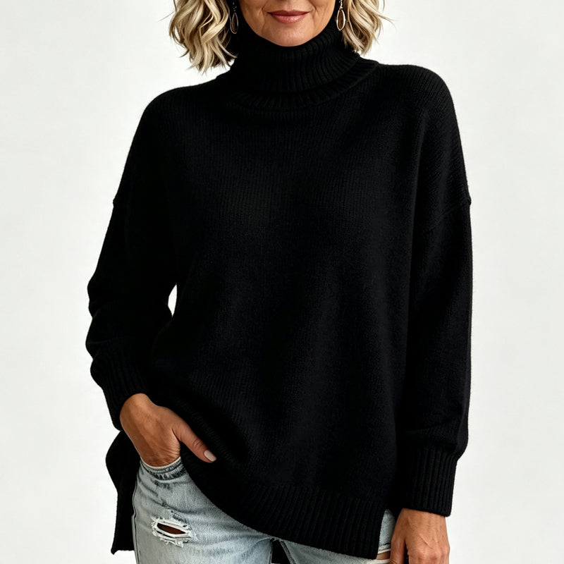 🍂 Warm Knit Feel, Effortless Layered Look | Women's Loose Fit Knit Turtleneck Sweater