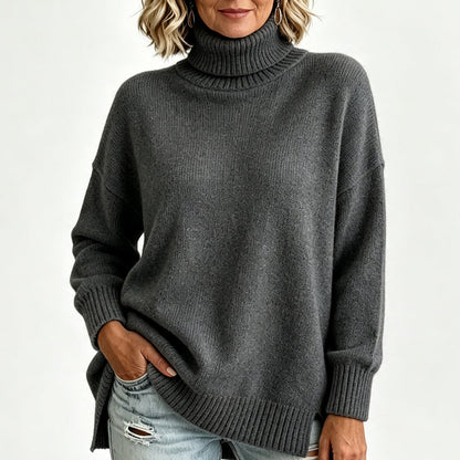 🍂 Warm Knit Feel, Effortless Layered Look | Women's Loose Fit Knit Turtleneck Sweater