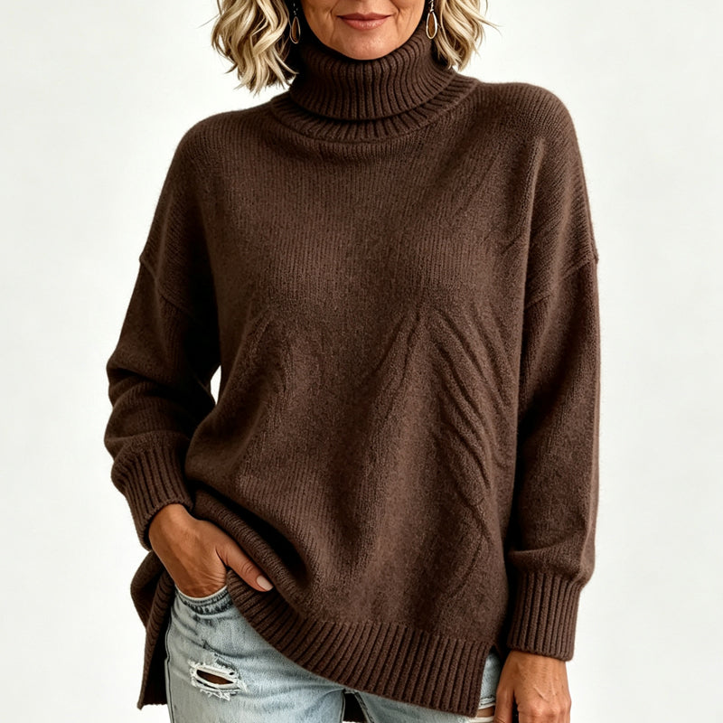 🍂 Warm Knit Feel, Effortless Layered Look | Women's Loose Fit Knit Turtleneck Sweater