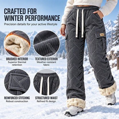 Women's Plush-Lined Corduroy Cargo Pants