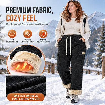 Women's Plush-Lined Corduroy Cargo Pants