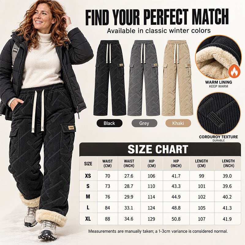 Women's Plush-Lined Corduroy Cargo Pants