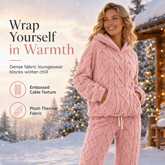 Women's Fuzzy Fabric Loungewear 2-Piece Hoodie and Pants Set🔥