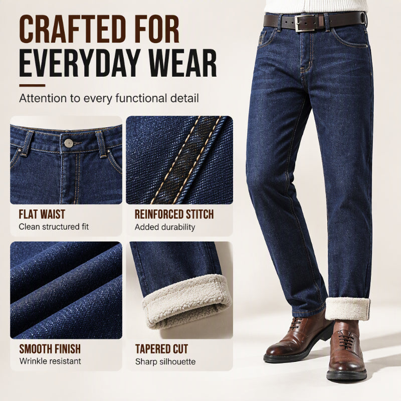 👖 Toasty Warmth, Clean Straight-Line Fit | Men's Winter Straight Fit Thermal Jeans