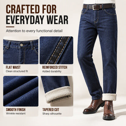 👖 Toasty Warmth, Clean Straight-Line Fit | Men's Winter Straight Fit Thermal Jeans