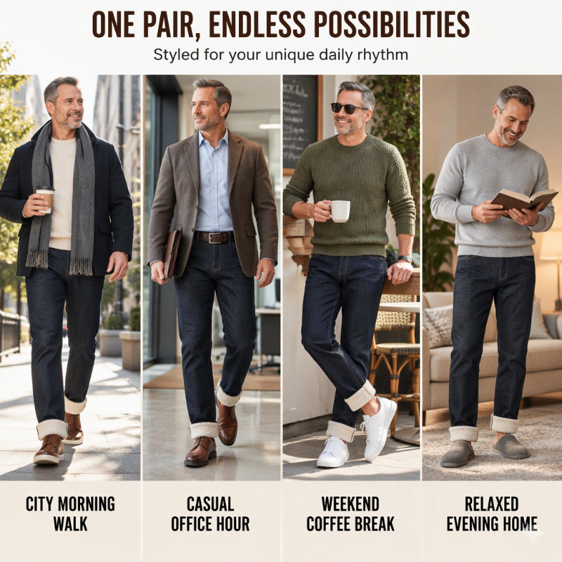 👖 Toasty Warmth, Clean Straight-Line Fit | Men's Winter Straight Fit Thermal Jeans