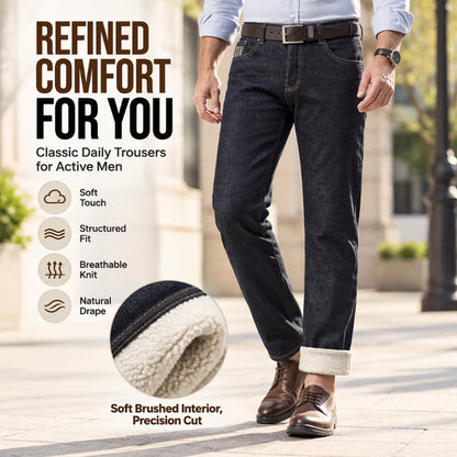 👖 Toasty Warmth, Clean Straight-Line Fit | Men's Winter Straight Fit Thermal Jeans