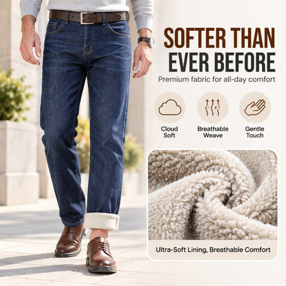 👖 Toasty Warmth, Clean Straight-Line Fit | Men's Winter Straight Fit Thermal Jeans