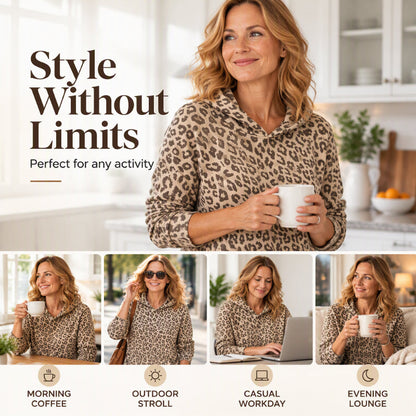 🐆 Eye-Catching Print, Easy Everyday Comfort | Women's Casual Leopard Print Sweatshirt