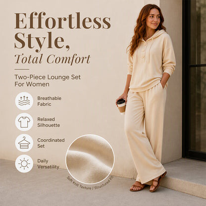 ✨ Women's Hoodie & Wide-Leg Lounge Set-Soft Knit & Relaxed Fit 🛋️