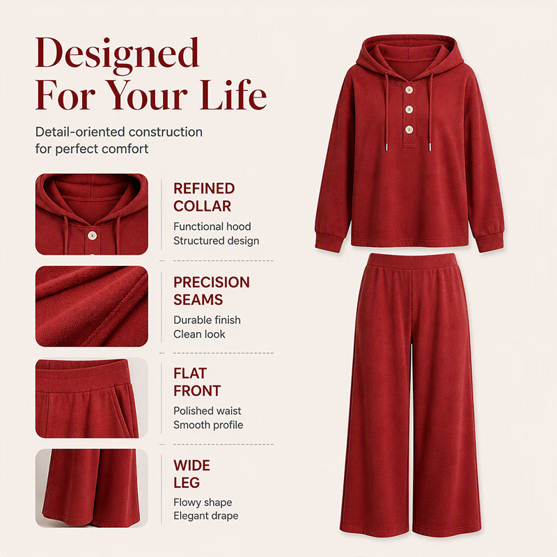 ✨ Women's Hoodie & Wide-Leg Lounge Set-Soft Knit & Relaxed Fit 🛋️