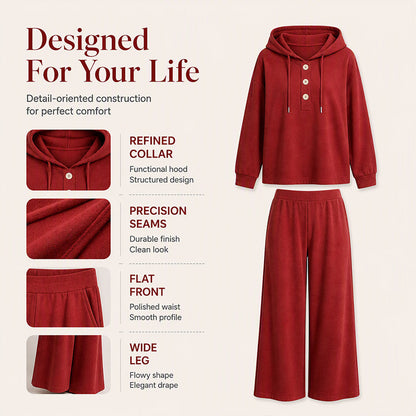✨ Women's Hoodie & Wide-Leg Lounge Set-Soft Knit & Relaxed Fit 🛋️