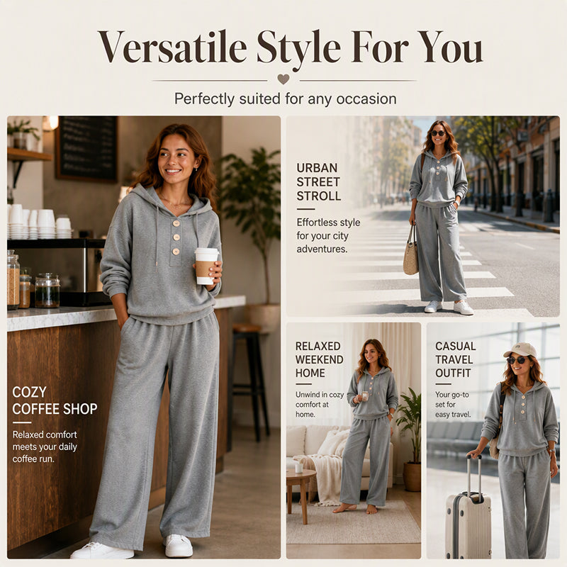 ✨ Women's Hoodie & Wide-Leg Lounge Set-Soft Knit & Relaxed Fit 🛋️
