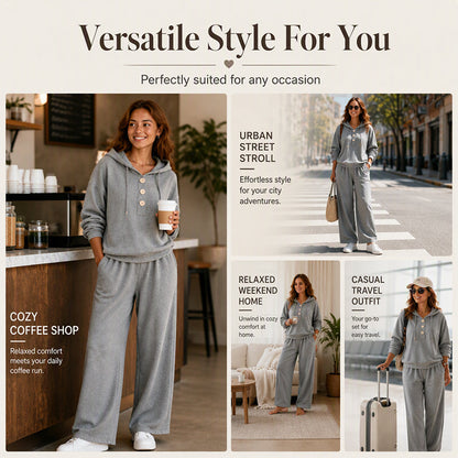 ✨ Women's Hoodie & Wide-Leg Lounge Set-Soft Knit & Relaxed Fit 🛋️